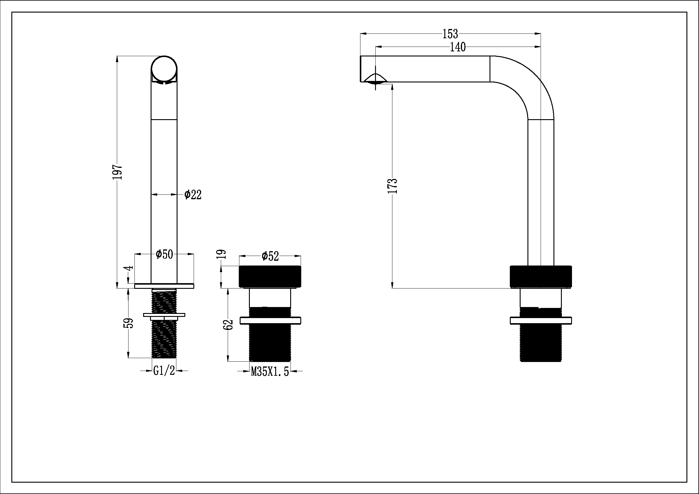 Смеситель для раковины Boheme Tech 158-B, черный