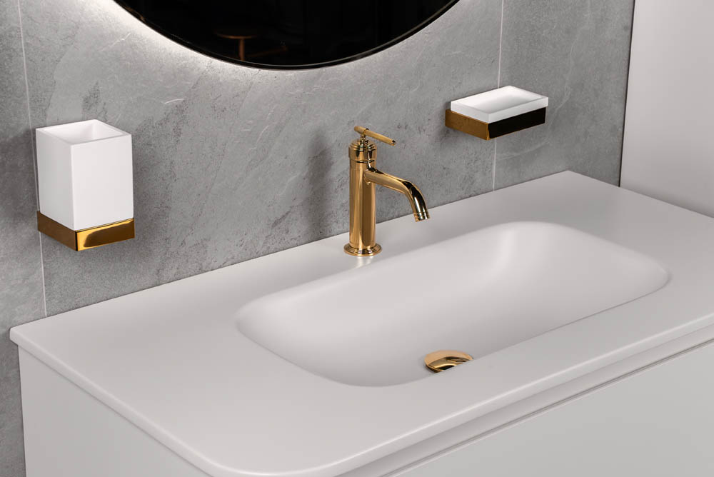 Стакан для ванной Boheme Qubic 10724-G, золото