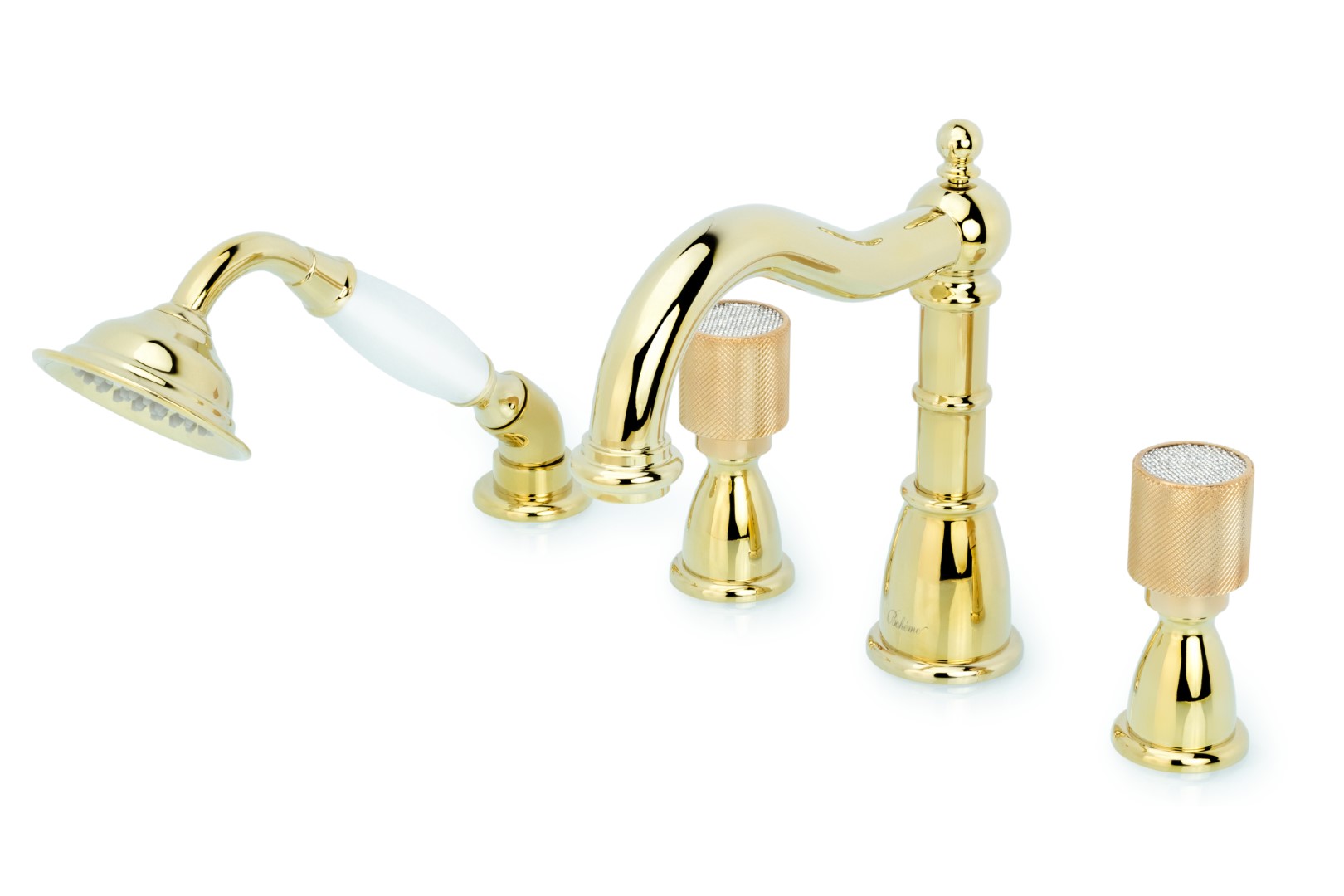Смеситель на борт ванны Boheme Royal Cristal 395-Royal/CRST, золото