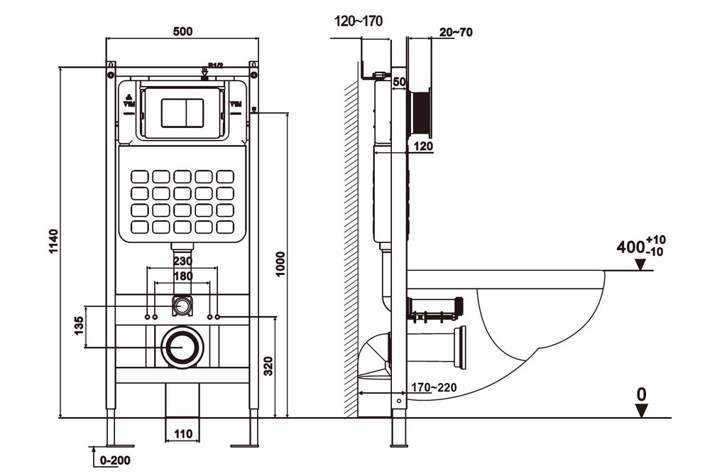 Комплект 3 в 1: Инсталляция Abber AC0105 + Унитаз Rechteck AC1201 белый + Кнопка смыва AC0120 хром