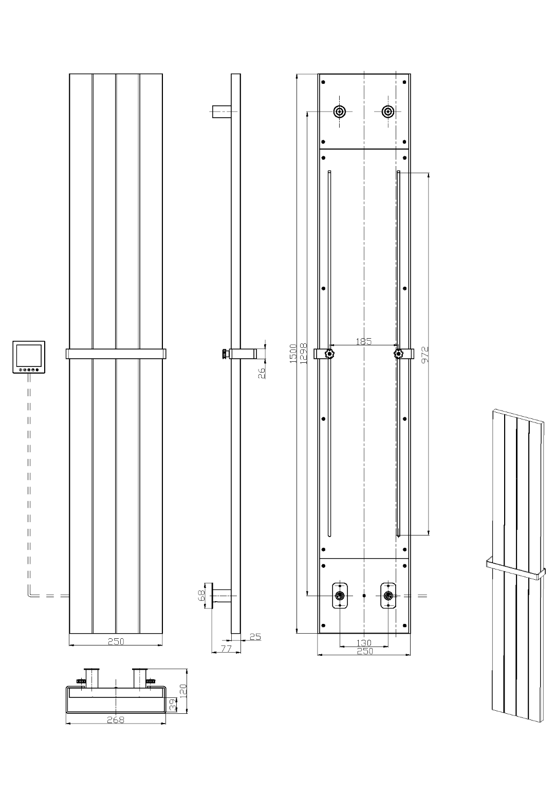 Полотенцесушитель электрический Boheme Flat 725-CB, медь
