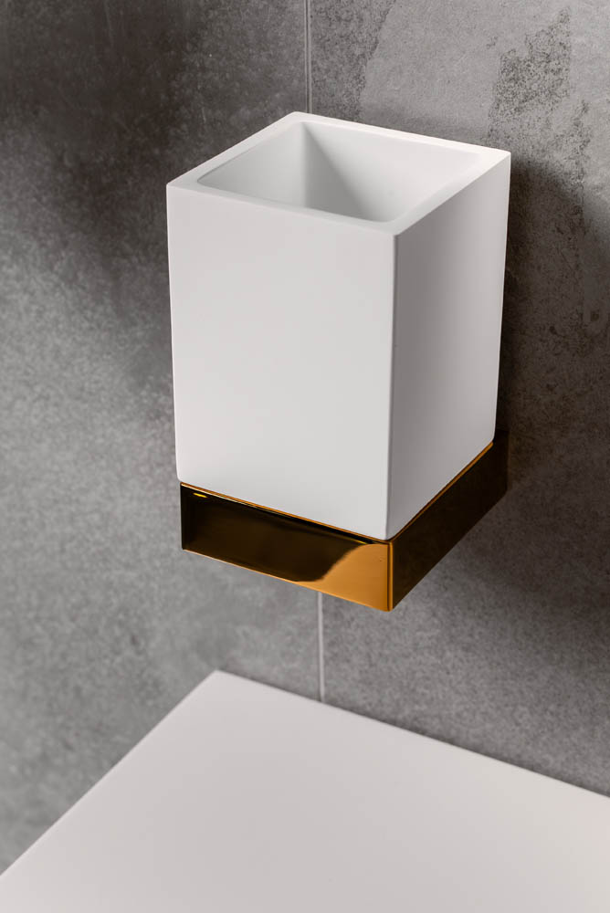 Стакан для ванной Boheme Qubic 10724-G, золото